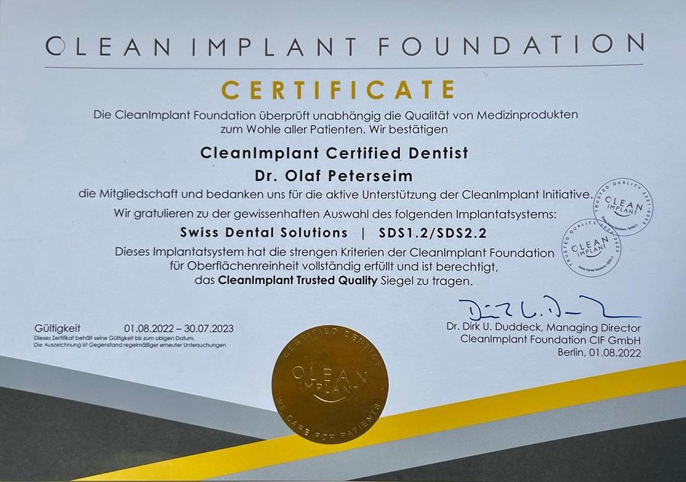 CleanImplant Foundation zertifiziert